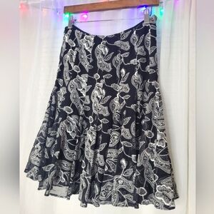 ECI Skirt Womens Size 4 Black Silk Embroidered Vintage